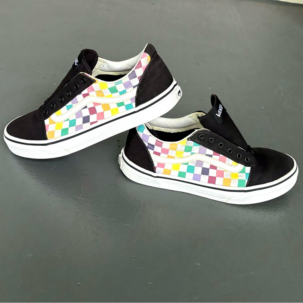 VANS Ward Party Old Skool Rainbow Colorblock Checkerboard Unisex Skater Sneakers